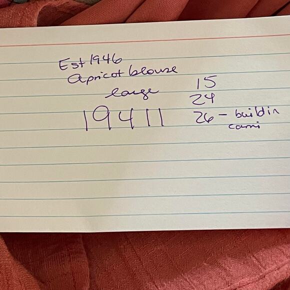 Est 1946 shirt blouse top women's large dark peachy apricot flowy built in linin - Picture 12 of 13